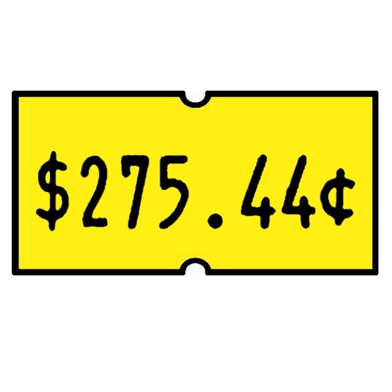 21x12mm Fluoro Yellow Permanent Label with Price