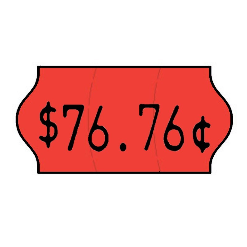 22x12mm Meto Fluoro Red Permanent Label with Price