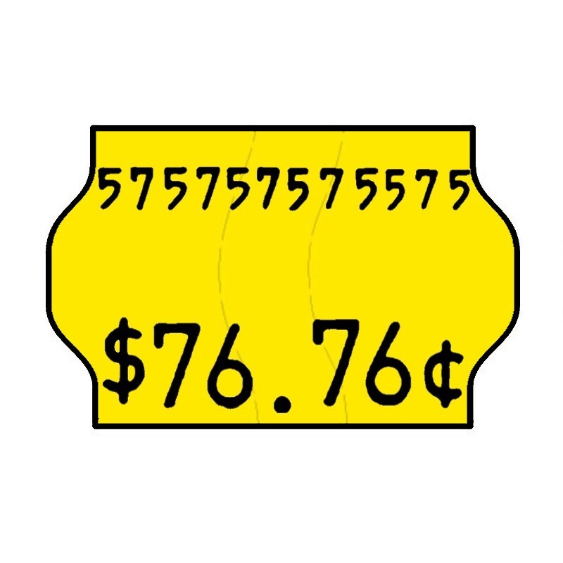 32x19mm Meto Fluro Yellow Permanent Label with Code and Price