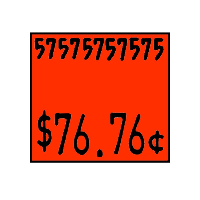 Non-Tamper Proof 29x28mm Meto Fluoro Red Permanent Label with code and price