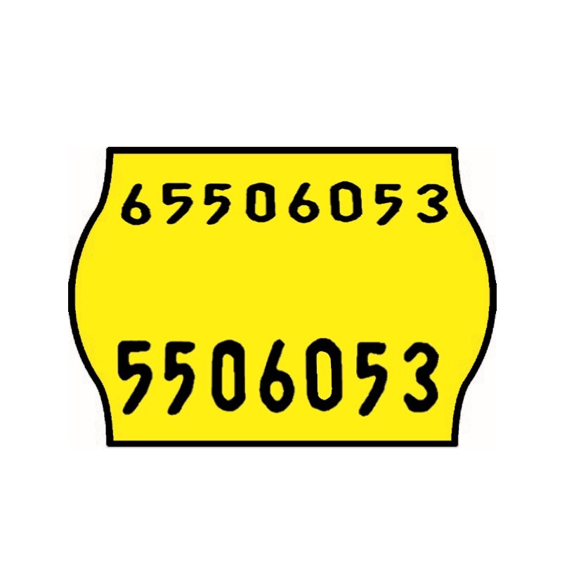 22x16mm Meto Fluoro Yellow Removable Label. with Codes