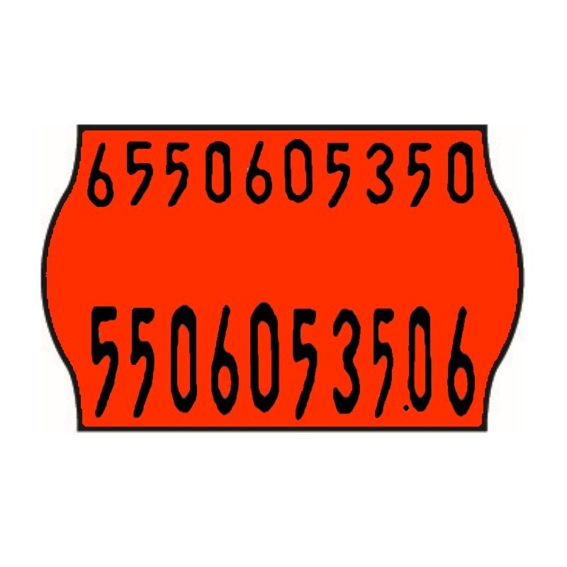 26x16mm Meto Fluoro Red Permanent Label with Codes
