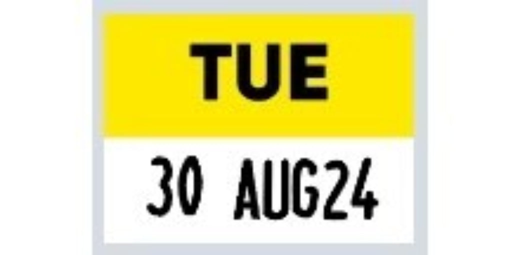 22x16 Tuesday (Yellow) Day Label with Date