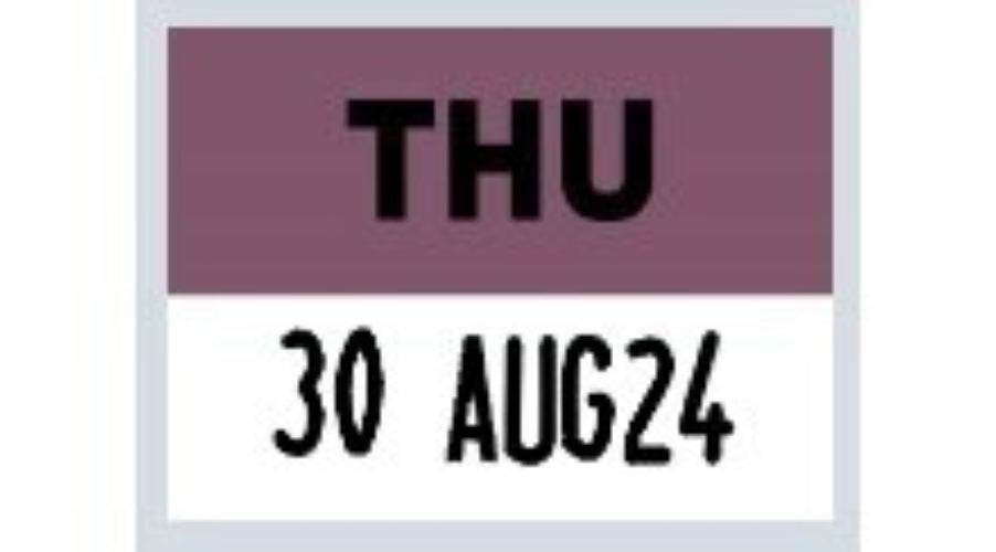 22x16 Thursday (Purple) Day Label  with Date
