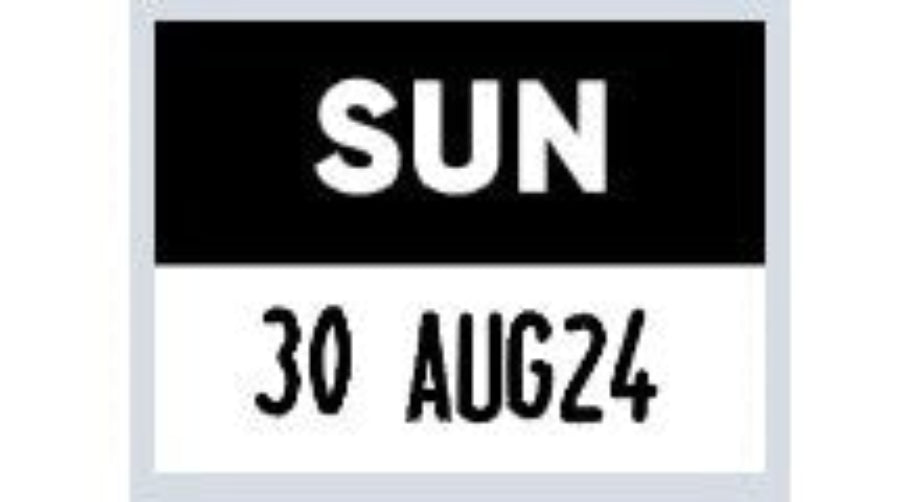 22x16 Sunday (Black) Day Label with Date