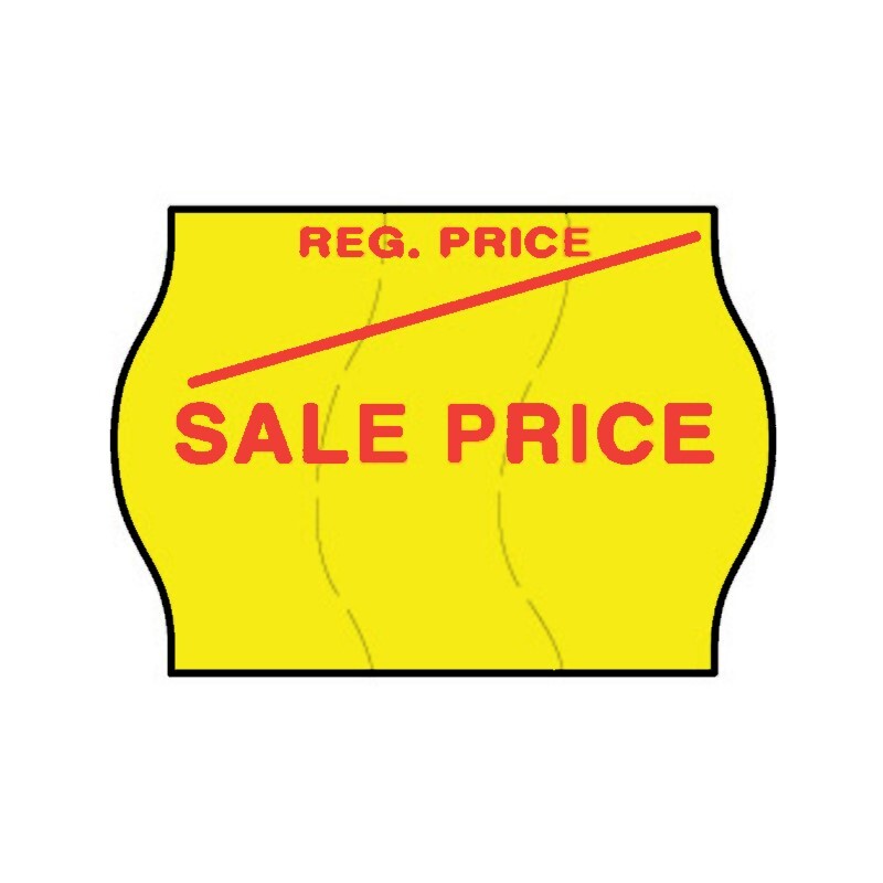 Tamper Proof 22x16mm Meto Fluoro Yellow REGULAR and SALE Price Permanent Label