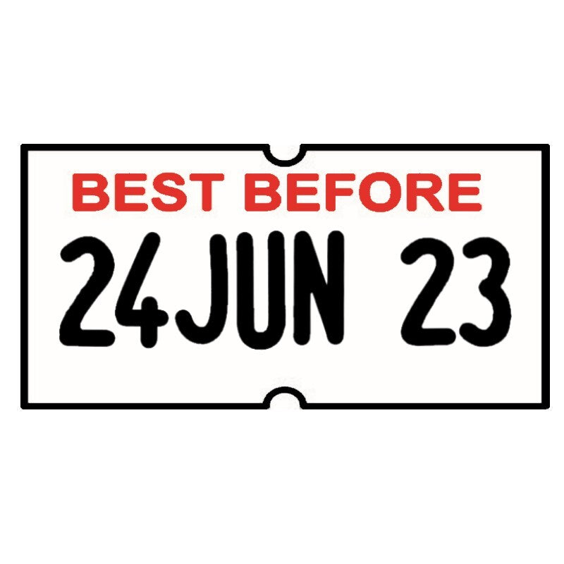 21x12mm BEST BEFORE Red Print, Freezer Grade Label with Date