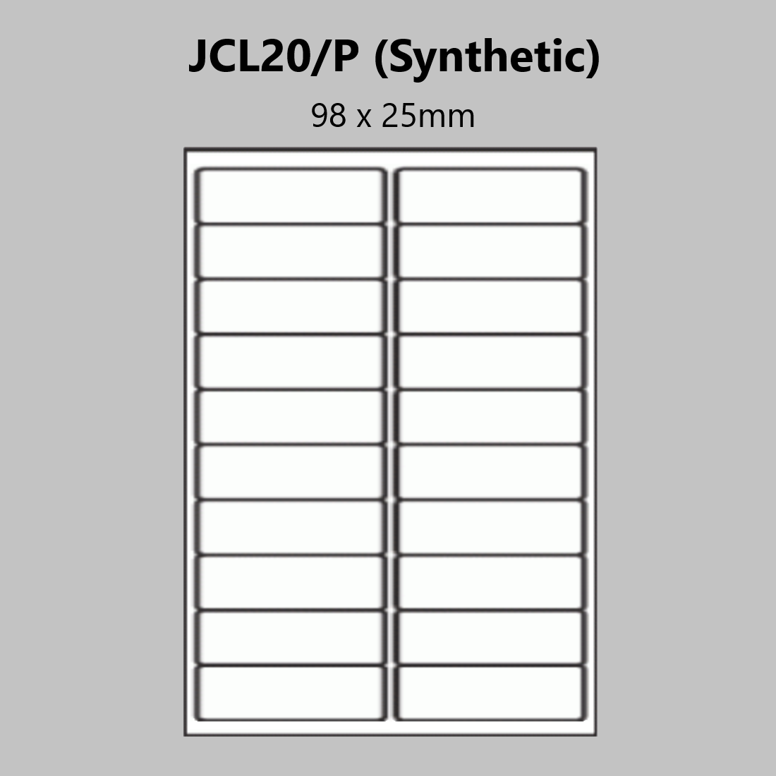 A4 Weatherproof Laser Printer Labels - 98x25mm