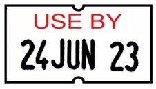 USE BY Red Print Label with Date