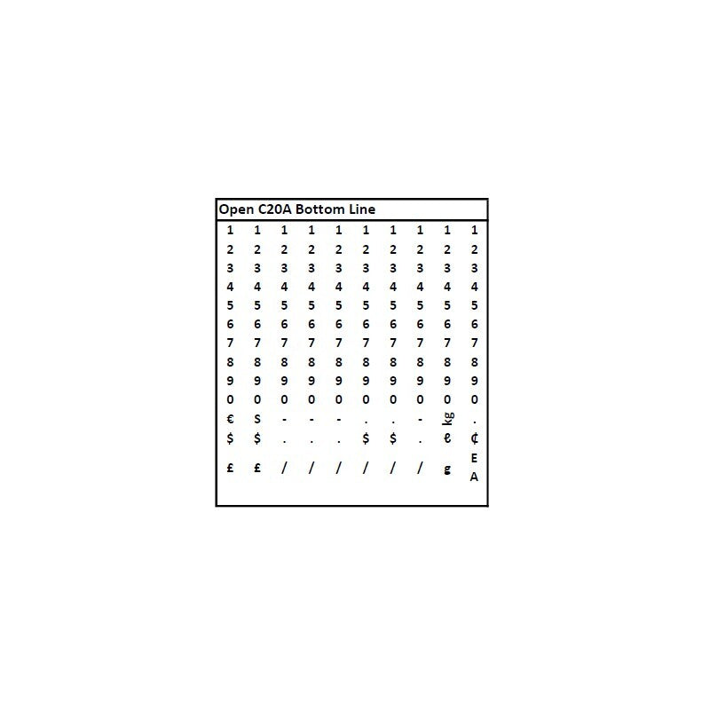 Open C20A Two-Line Gun Band Layout for Bottom Line
