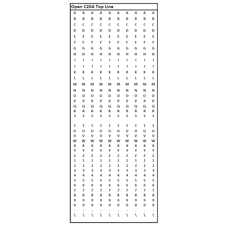 Open C20A Two-Line Gun Band Layout for Top Line