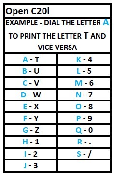 Open C20i Two-Line Full Alphabet and Numeric Gun Instructions
