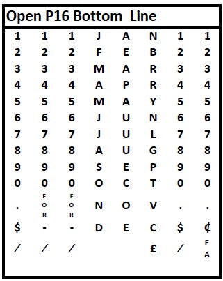 Open P16 Band Layout for Bottom Line