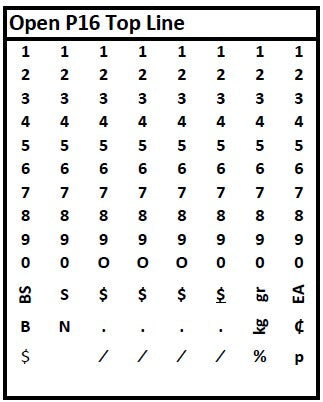 Open P16 Band Layout for Top Line